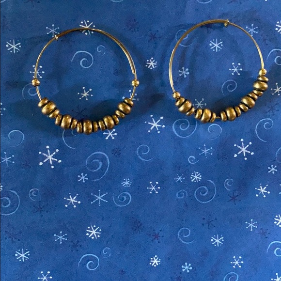 Earrings; Gold; Beaded; Hoop; Pierced; Earrings - Picture 5 of 6